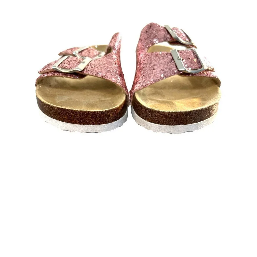 Sip Girls Slide on Sandals Pink Glitter Size 2
